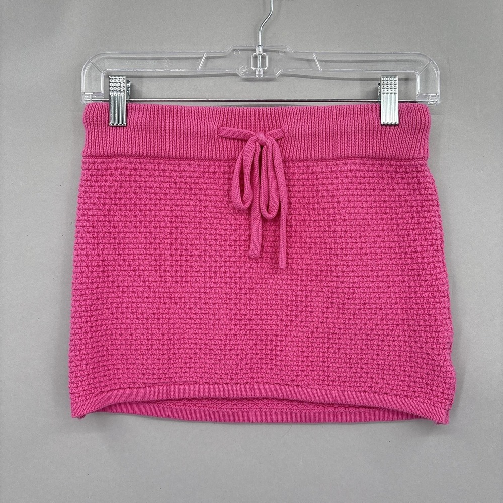 Dodo Bar Or Skirt Small 40 Pink‎ Textured Knit Mini Drawstring Pas Pour T Waffle